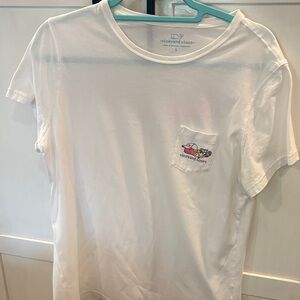 Vineyard Vines White Pocket Tee with Multicolor Whale